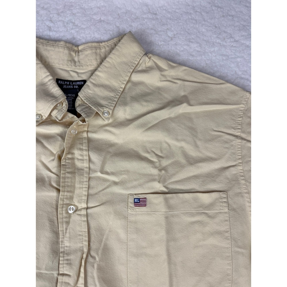 Ralph Lauren Jeans‎ Co Mens Khaki Button Down Shirt Long Sleeve RL Flag Logo XXL